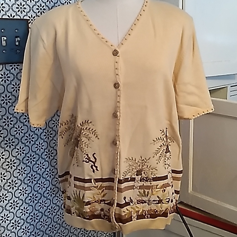 Vintage Alfred Dunner XL monkey 🐒🙈🙊 cardigan sweater